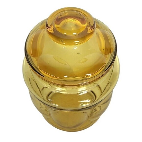 Vintage MCM Amber Glass Thumbprint Bubble Apothecary Canister Candy Jar 8" - Picture 6 of 12